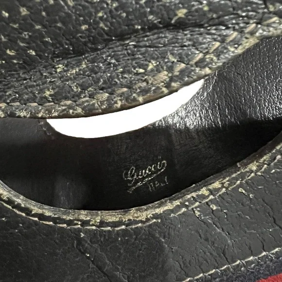 Gucci • RARE Vintage GG Web Monogram Navy PVC Leather Purse Tote Bag Handbag - Picture 14 of 16